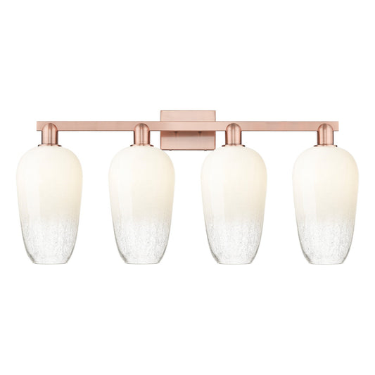Innovations Brookhaven Flute 34in 4-Light Bath Vanity | Industrial Antique Copper Steel and Opal Glass | Bathroom Vanity & | Model 716-4W-AC-G484-7OP