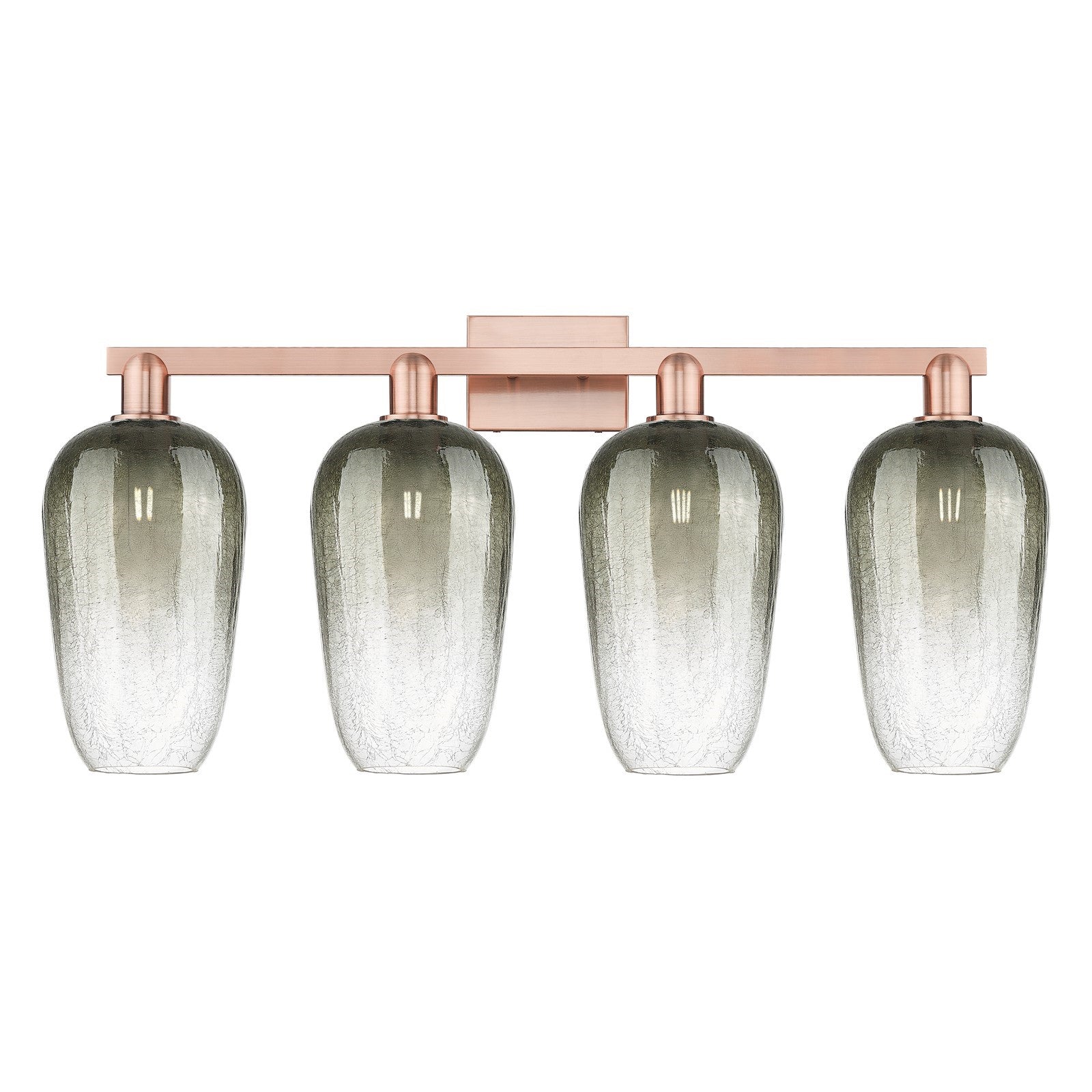Innovations Brookhaven Flute 34in 4-Light Bath Vanity Light | Industrial Antique Copper Steel and Slate Glass | Damp Rated | Model 716-4W-AC-G484-7SL