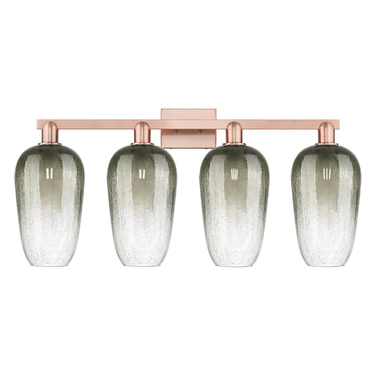 Innovations Brookhaven Flute 34in 4-Light Bath Vanity Light | Industrial Antique Copper Steel and Slate Glass | Damp Rated | Model 716-4W-AC-G484-7SL