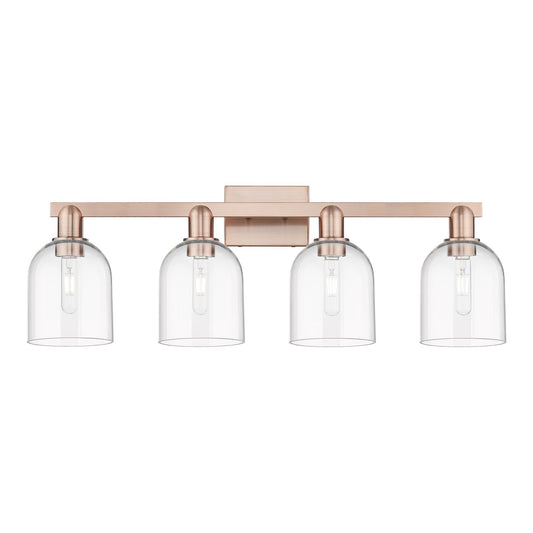 Innovations Bella 33in 4-Light Bath Vanity Light | Industrial Antique Copper and Clear Glass | Bathroom Vanity | Model 716-4W-AC-G558-6CL