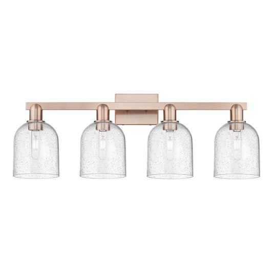 Innovations Bella 33in 4-Light Bath Vanity | Industrial Antique Copper Steel and Seedy Glass | Bathroom Vanity Light | Model 716-4W-AC-G558-6SDY