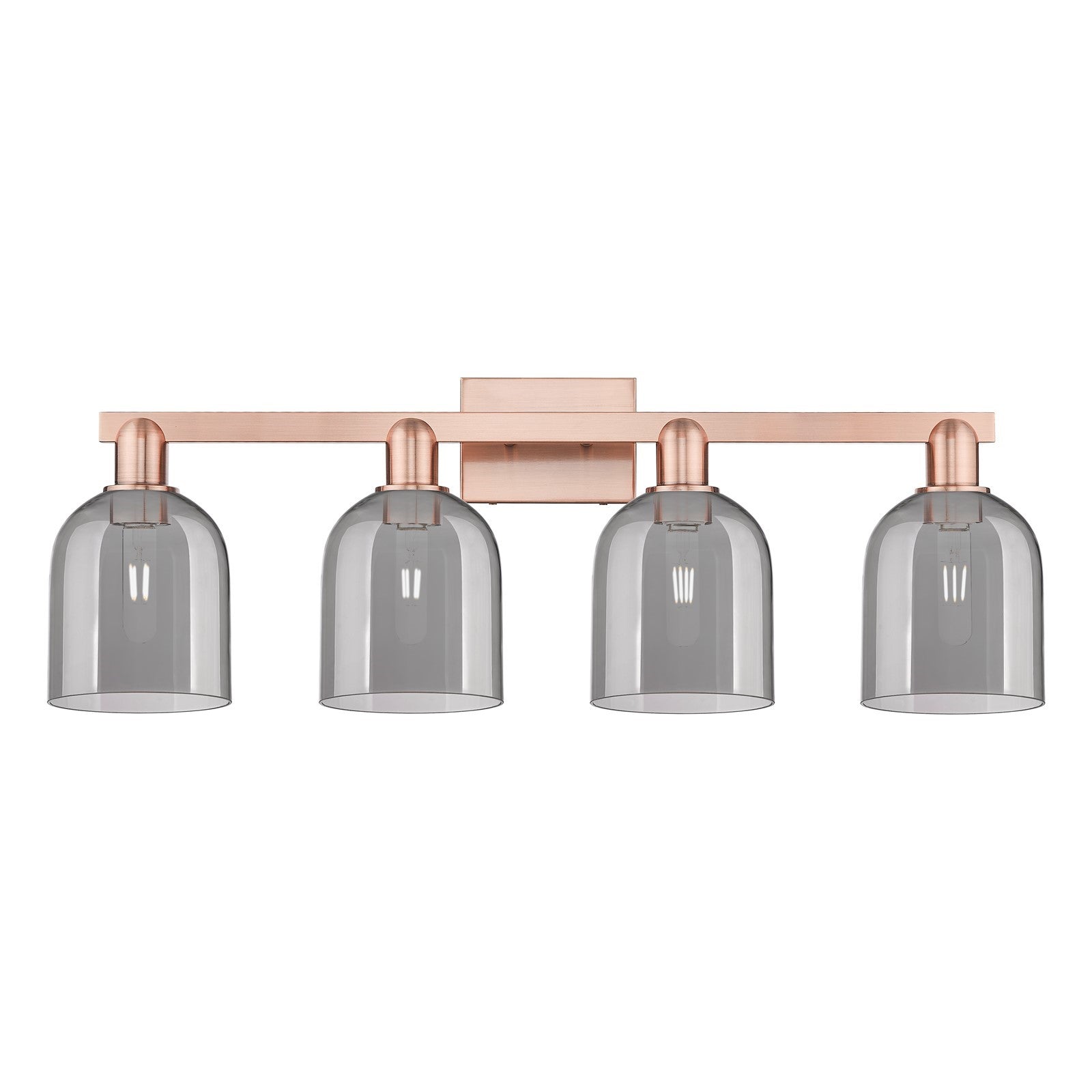 Innovations Bella 33in 4-Light Bath Vanity Light | Industrial Antique Copper and Light Smoke Glass | Bathroom Vanity | Model 716-4W-AC-G558-6SM