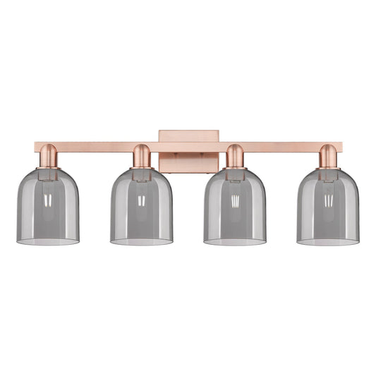 Innovations Bella 33in 4-Light Bath Vanity Light | Industrial Antique Copper and Light Smoke Glass | Bathroom Vanity | Model 716-4W-AC-G558-6SM