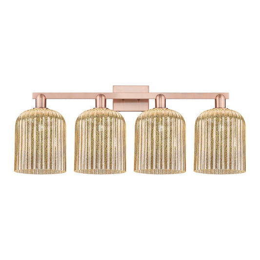Innovations Bridal Veil 35in 4-Light Bath Vanity | Industrial Antique Copper Steel and Mercury Ribbed Glass | Bathroom Vanity & | Model 716-4W-AC-G559-8ME