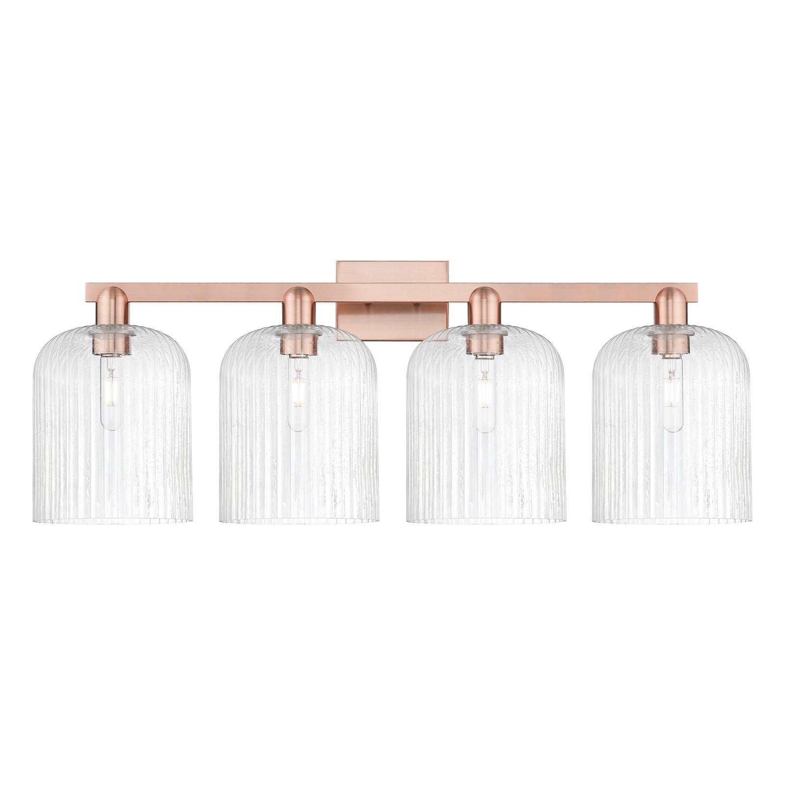 Innovations Bridal Veil 35in 4-Light Bath Vanity Light | Industrial Antique Copper Steel and Seedy Bell Glass | Bathroom | Model 716-4W-AC-G559-8SDY