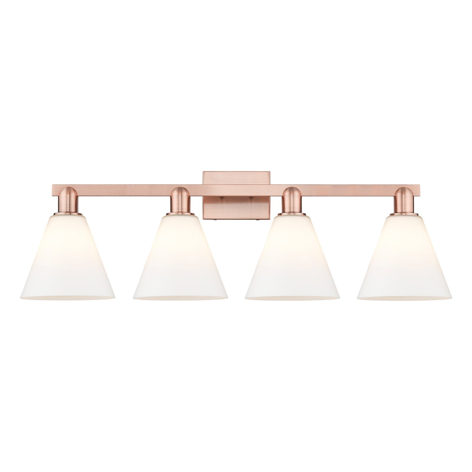 Innovations Berkshire Glass 35in 4-Light Bath Vanity Light | Industrial Antique Copper and Matte White Glass | Bathroom Vanity & | Model 716-4W-AC-GBC-81