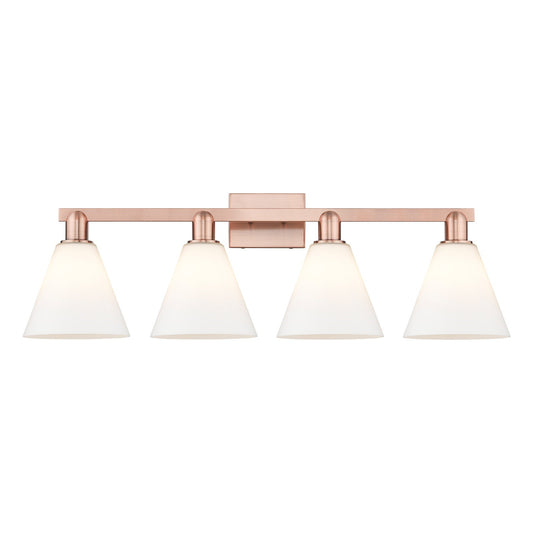 Innovations Berkshire Glass 35in 4-Light Bath Vanity Light | Industrial Antique Copper and Matte White Glass | Bathroom Vanity & | Model 716-4W-AC-GBC-81