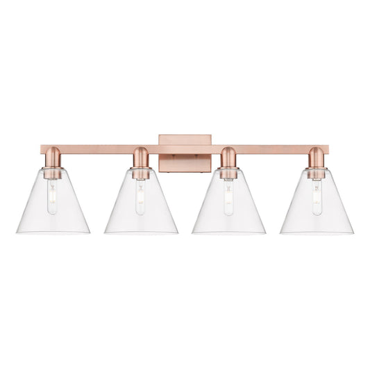 Innovations Berkshire Glass 35in 4-Light Bath Vanity | Industrial Antique Copper Steel and Clear Glass | Bathroom Vanity & Powder | Model 716-4W-AC-GBC-82