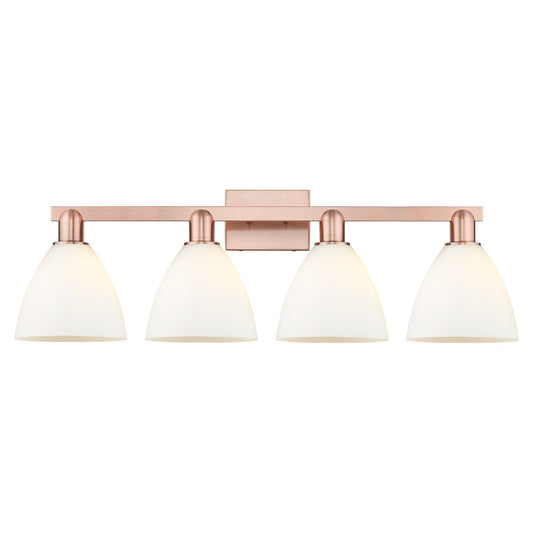 Innovations Bristol 34.5in 4-Light Bath Vanity | Industrial Antique Copper Steel and Matte White Glass | Bathroom Vanity Light | Model 716-4W-AC-GBD-751
