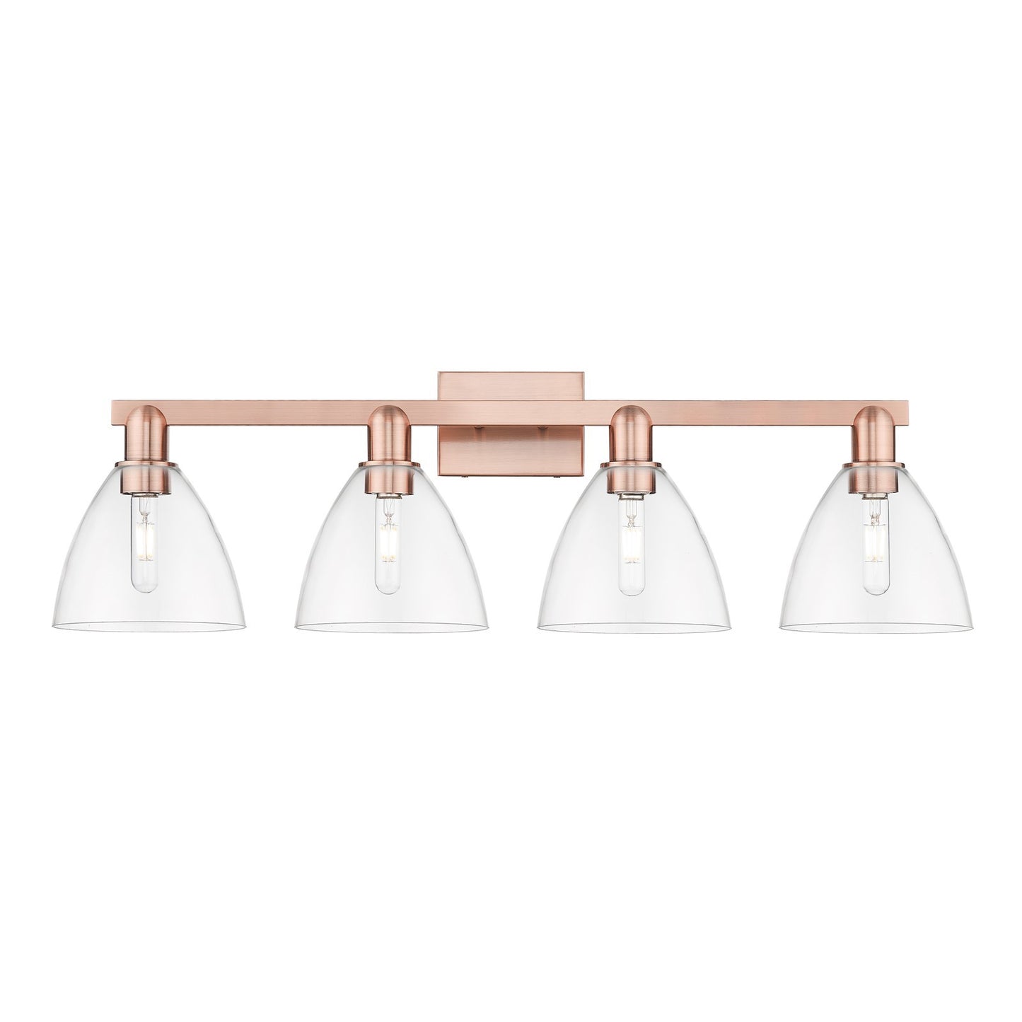 Innovations Bristol 34.5in 4-Light Bath Vanity | Industrial Modern Antique Copper Steel and Clear Glass | Bathroom Vanity Light | Model 716-4W-AC-GBD-752