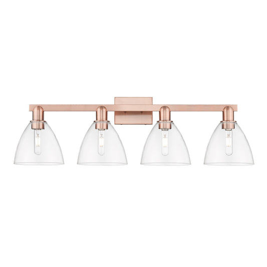 Innovations Bristol 34.5in 4-Light Bath Vanity | Industrial Modern Antique Copper Steel and Clear Glass | Bathroom Vanity Light | Model 716-4W-AC-GBD-752