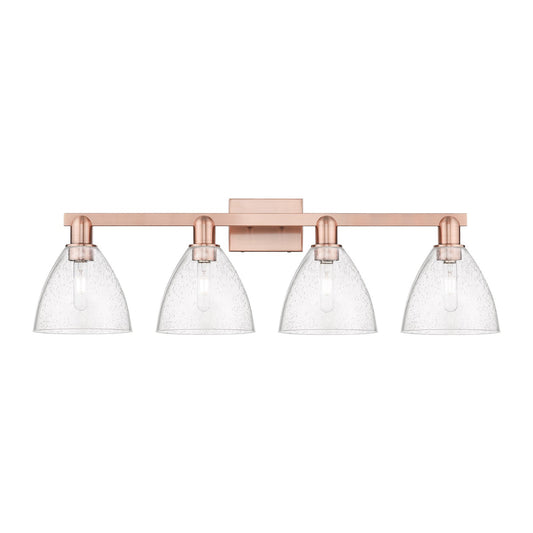 Innovations Bristol 34.5in 4-Light Bath Vanity | Industrial Antique Copper Steel and Seedy Glass | Bathroom Vanity Light | Model 716-4W-AC-GBD-754