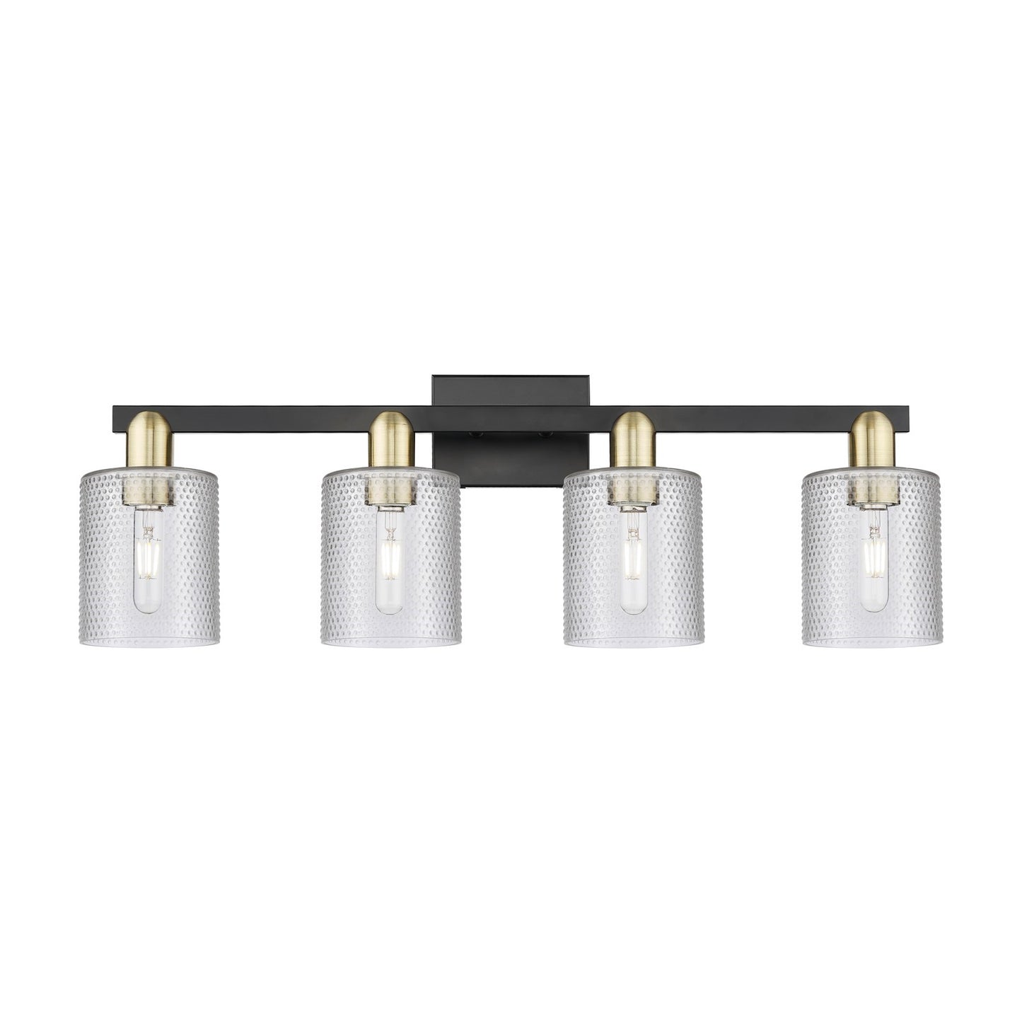 Innovations Cobbleskill 32in 4-Light Bath Vanity Light | Industrial Black Antique Brass and Clear Glass | Bathroom Vanity | Model 716-4W-BAB-G112