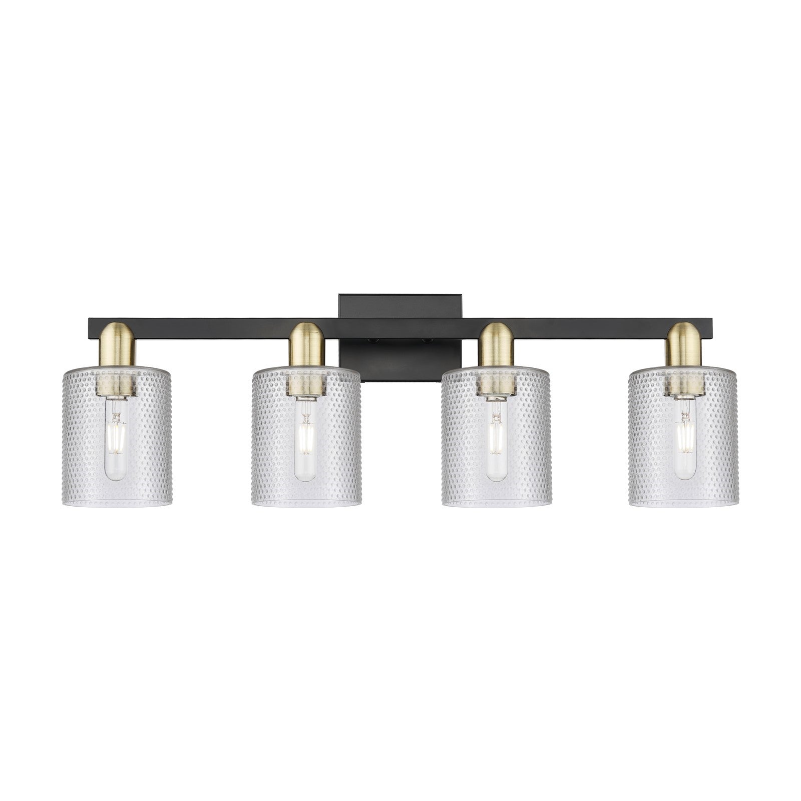 Innovations Cobbleskill 32in 4-Light Bath Vanity Light | Industrial Black Antique Brass and Clear Glass | Bathroom Vanity | Model 716-4W-BAB-G112
