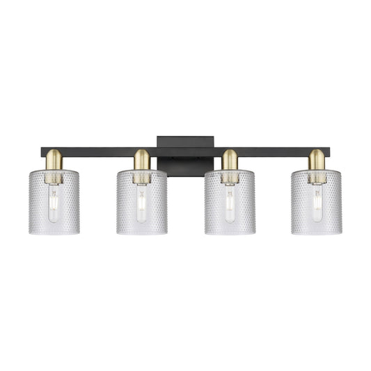 Innovations Cobbleskill 32in 4-Light Bath Vanity Light | Industrial Black Antique Brass and Clear Glass | Bathroom Vanity | Model 716-4W-BAB-G112