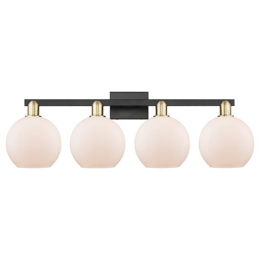 Innovations Athens 35in 4-Light Bath Vanity | Industrial Black Antique Brass and Matte White Glass | Bathroom Vanity Light | Model 716-4W-BAB-G121-8