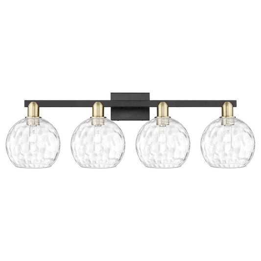 Innovations Athens Water Glass 35in 4-Light Bath Vanity Light | Industrial Black Antique Brass and Clear Glass | Bathroom | Model 716-4W-BAB-G1215-8