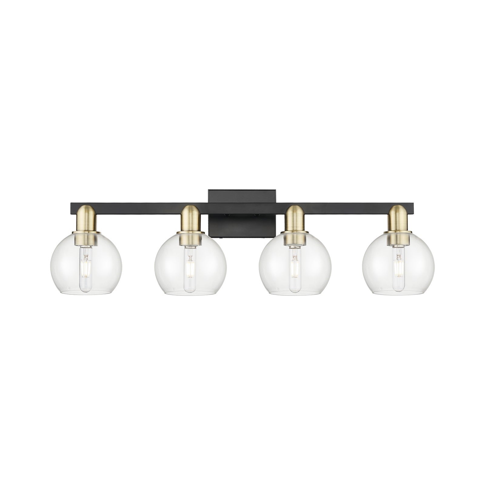 Innovations Athens 33in 4-Light Bath Vanity Light | Industrial Black Antique Brass and Clear Glass | Bathroom Vanity | Model 716-4W-BAB-G122-6