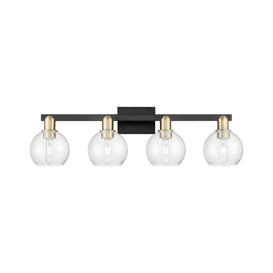 Innovations Athens 33in 4-Light Bath Vanity Light | Industrial Black Antique Brass and Seedy Glass | Bathroom Vanity | Model 716-4W-BAB-G124-6