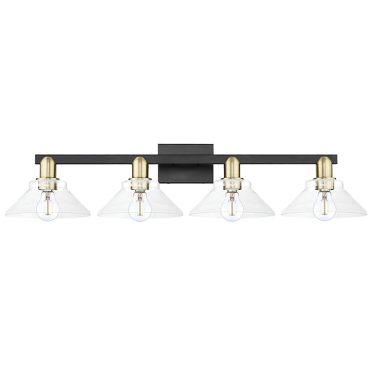 Innovations Orwell 35in 4-Light Bath Vanity | Industrial Black Antique Brass and Clear Glass | Bathroom Vanity Light | Model 716-4W-BAB-G132