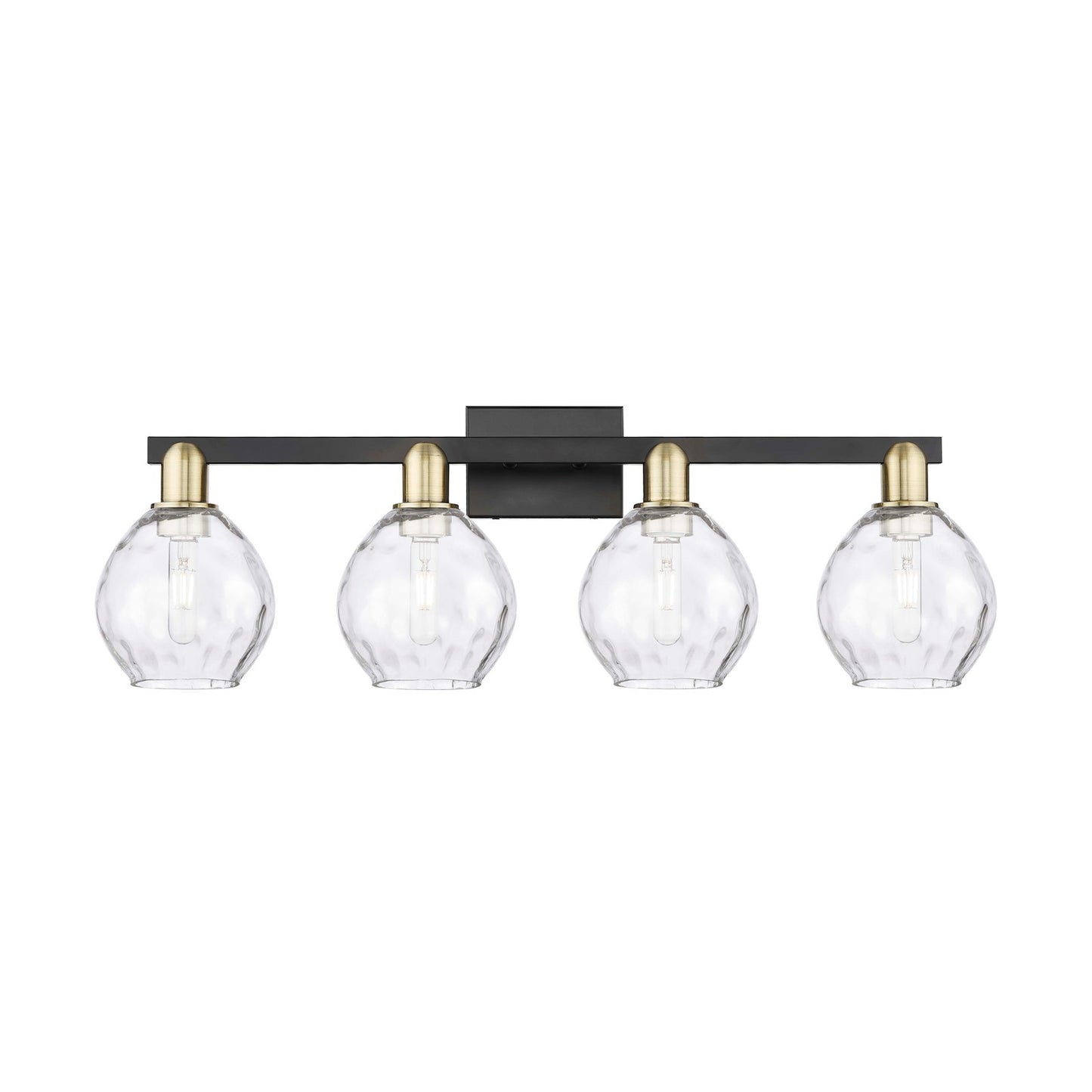 Innovations Waverly 33in 4-Light Bath Vanity Light | Industrial Black Antique Brass and Clear Glass | Bathroom Vanity | Model 716-4W-BAB-G362