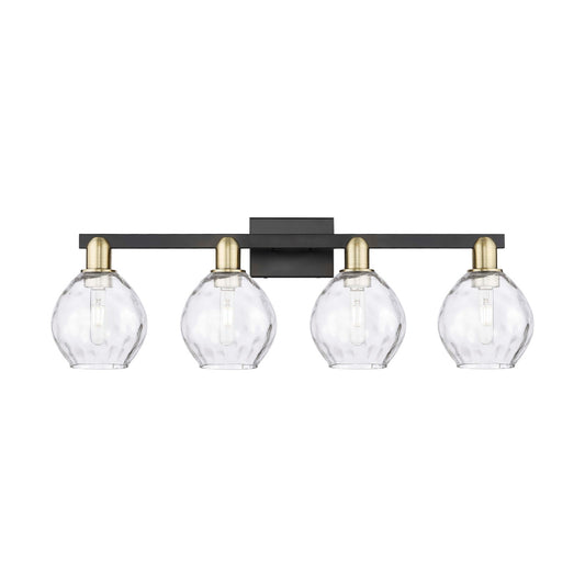 Innovations Waverly 33in 4-Light Bath Vanity Light | Industrial Black Antique Brass and Clear Glass | Bathroom Vanity | Model 716-4W-BAB-G362