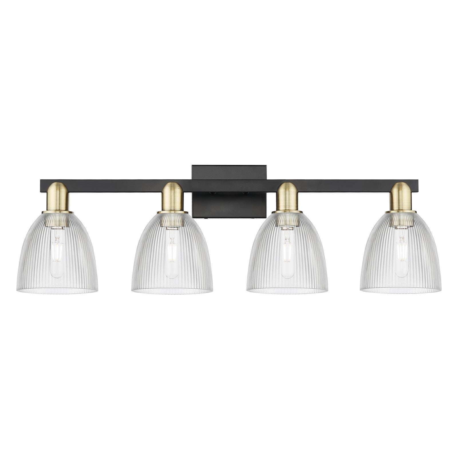 Innovations Castile 33in 4-Light Bath Vanity Light | Industrial Black Antique Brass and Clear Glass | Bathroom Vanity | Model 716-4W-BAB-G382