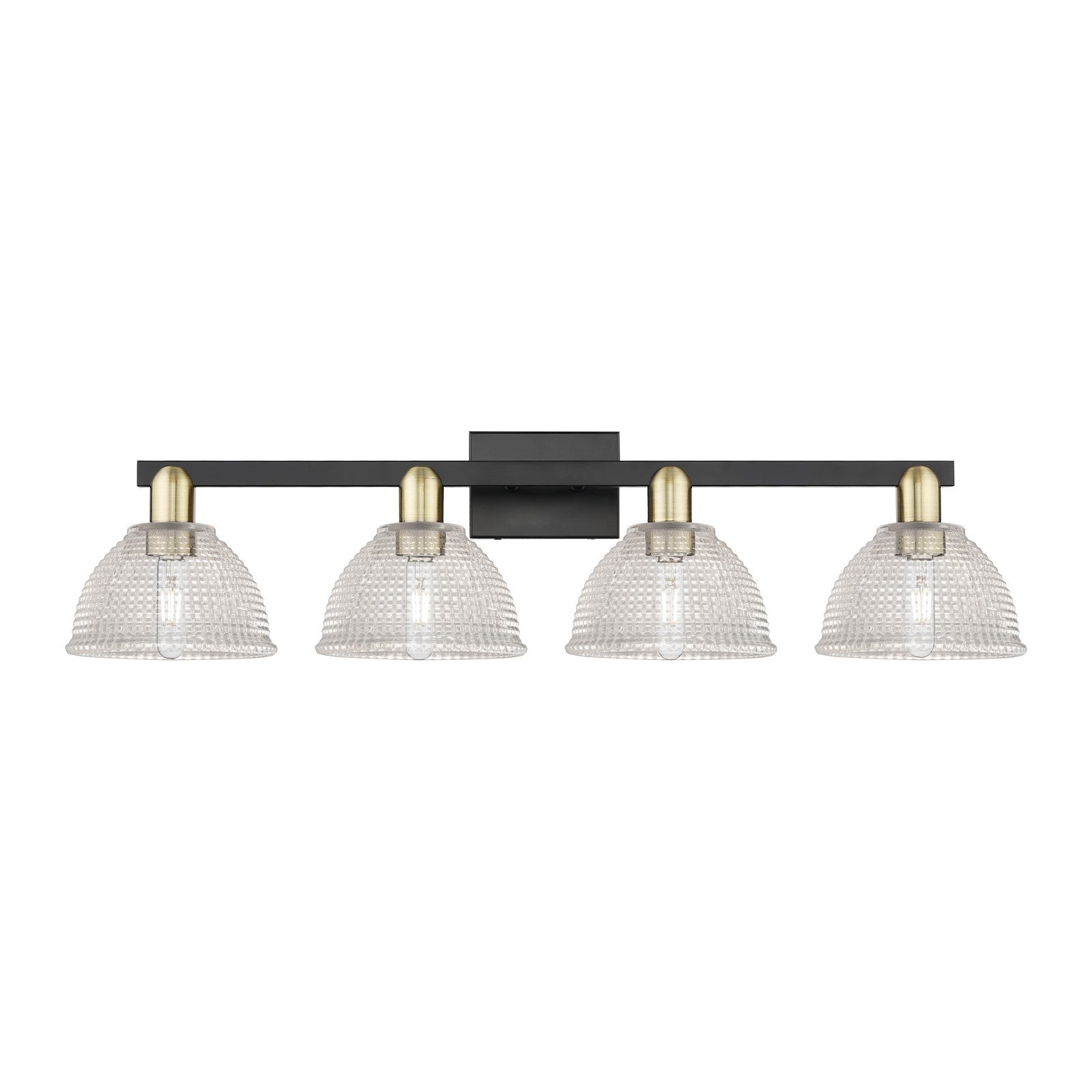 Innovations Arietta 35in 4-Light Bath Vanity Light | Industrial Black Antique Brass and Clear Glass | Bathroom Vanity | Model 716-4W-BAB-G422