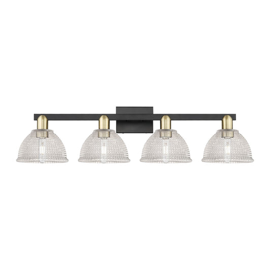 Innovations Arietta 35in 4-Light Bath Vanity Light | Industrial Black Antique Brass and Clear Glass | Bathroom Vanity | Model 716-4W-BAB-G422