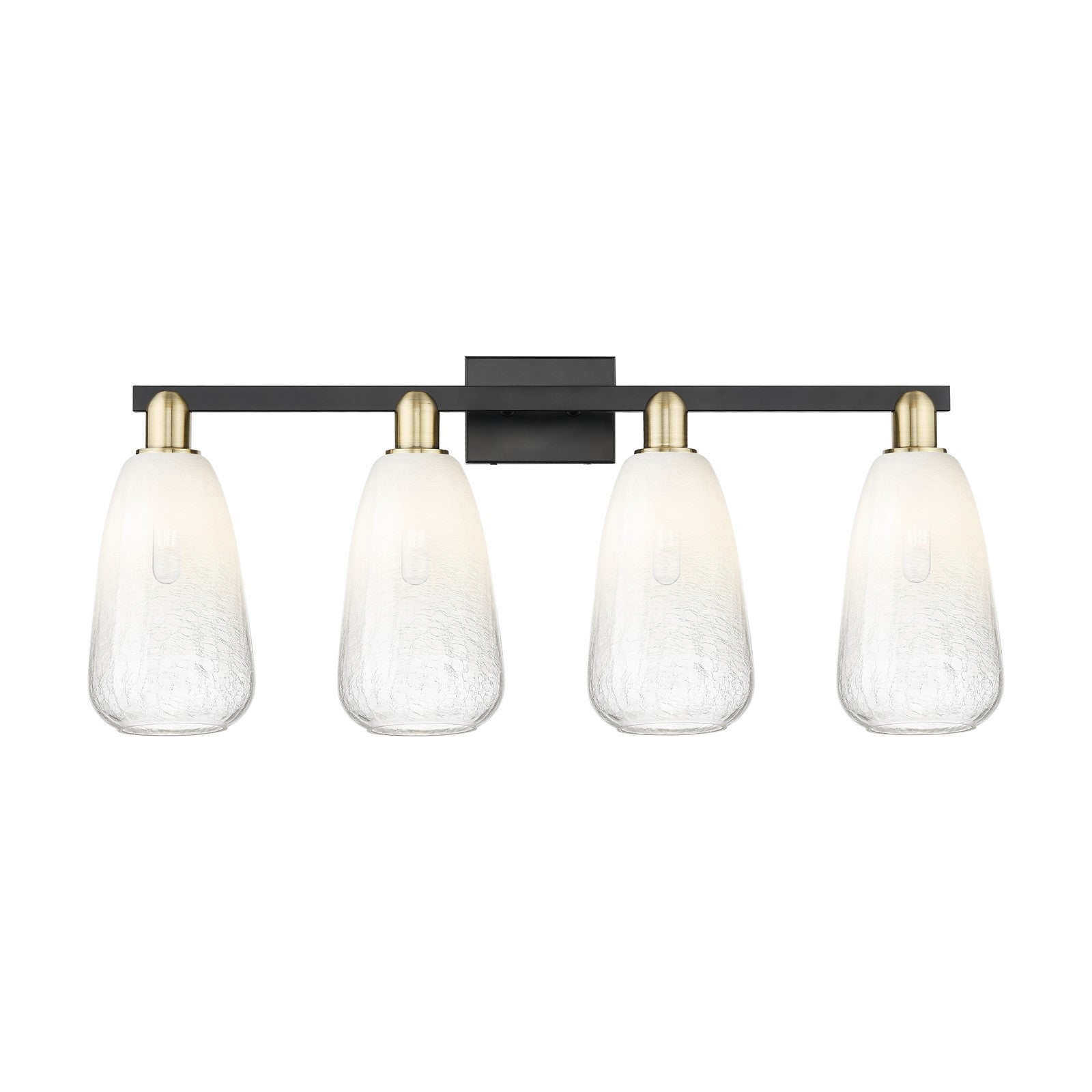 Innovations Brookhaven Almond 33in 4-Light Bath Vanity Light | Industrial Black Antique Brass and Opal Glass | Bathroom Vanity | Model 716-4W-BAB-G480-6OP