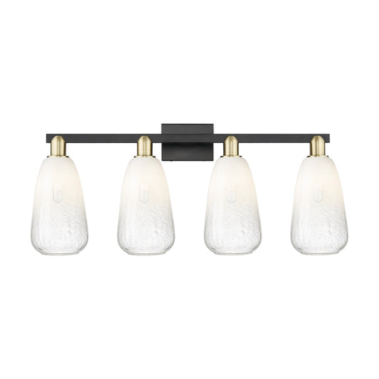 Innovations Brookhaven Almond 33in 4-Light Bath Vanity Light | Industrial Black Antique Brass and Opal Glass | Bathroom Vanity | Model 716-4W-BAB-G480-6OP