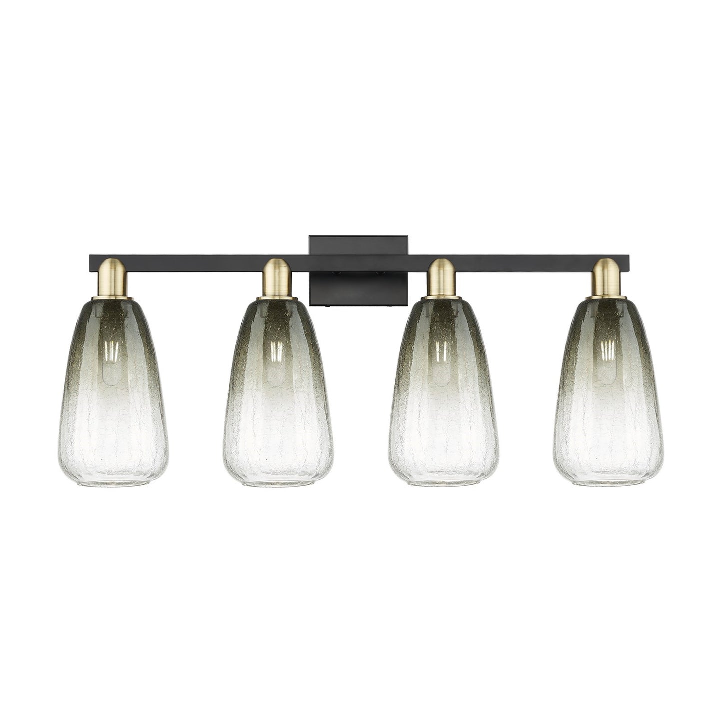 Innovations Brookhaven Almond 33in 4-Light Bath Vanity Light | Industrial Black Antique Brass and Slate Glass | Bathroom | Model 716-4W-BAB-G480-6SL