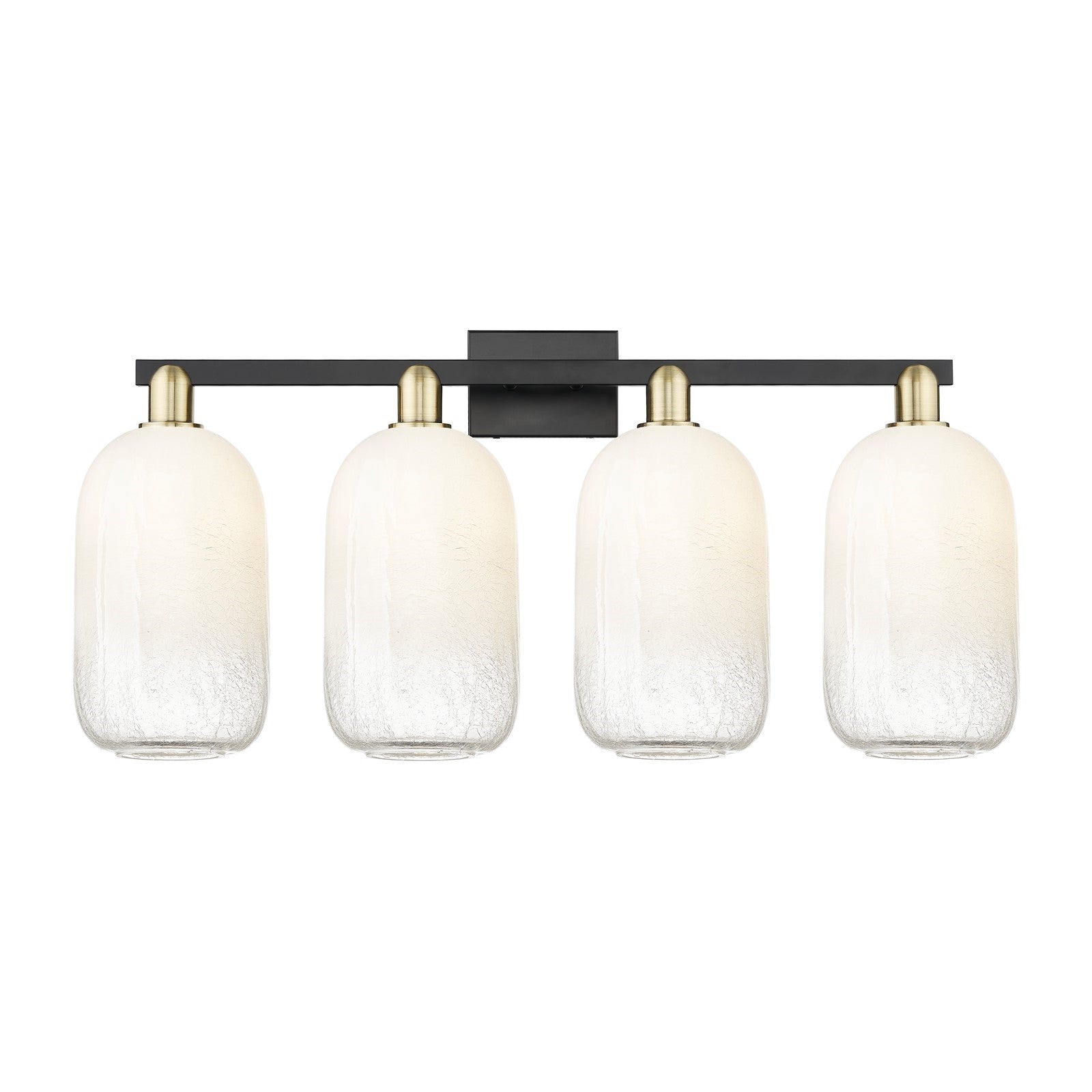 Innovations Brookhaven Cloche 34in 4-Light Bath Vanity Light | Industrial Black Antique Brass and Opal Glass | Bathroom Vanity | Model 716-4W-BAB-G482-7OP