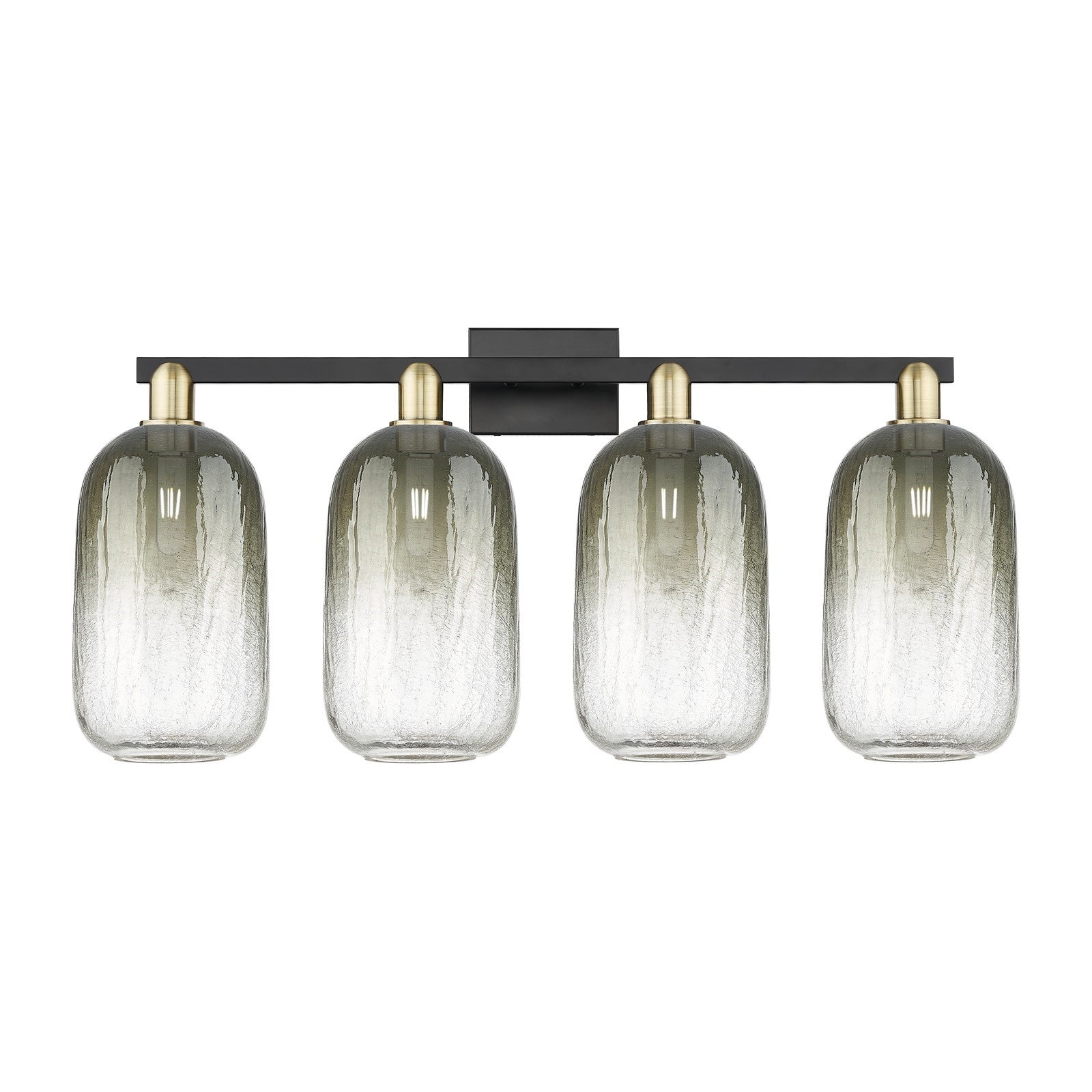 Innovations Brookhaven Cloche 34in 4-Light Bath Vanity Light | Industrial Black Antique Brass and Slate Glass | Bathroom | Model 716-4W-BAB-G482-7SL