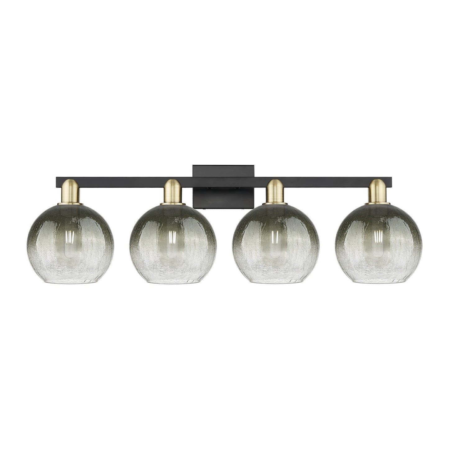 Innovations Brookhaven Globe 35in 4-Light Bath Vanity Light | Industrial Black Antique Brass and Slate Glass | Bathroom Vanity | Model 716-4W-BAB-G483-8SL