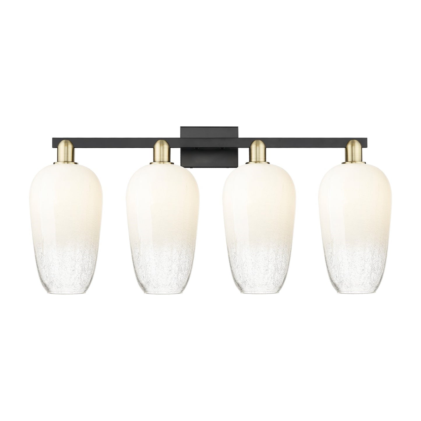 Innovations Brookhaven Flute 34in 4-Light Bath Vanity Light | Industrial Black Antique Brass and Opal Glass | Bathroom Vanity | Model 716-4W-BAB-G484-7OP