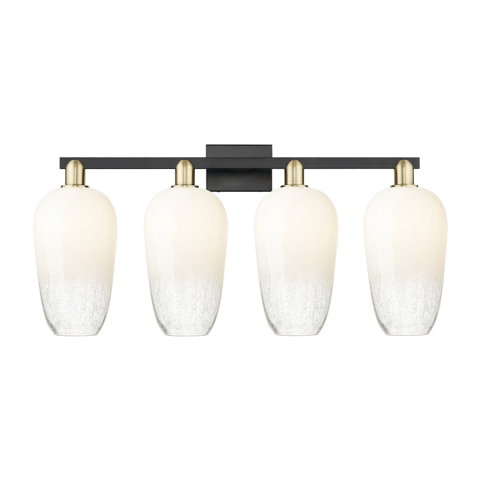 Innovations Brookhaven Flute 34in 4-Light Bath Vanity Light | Industrial Black Antique Brass and Opal Glass | Bathroom Vanity | Model 716-4W-BAB-G484-7OP