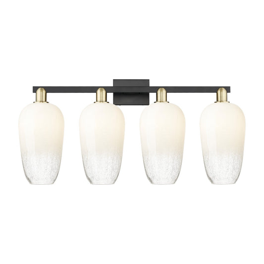 Innovations Brookhaven Flute 34in 4-Light Bath Vanity Light | Industrial Black Antique Brass and Opal Glass | Bathroom Vanity | Model 716-4W-BAB-G484-7OP