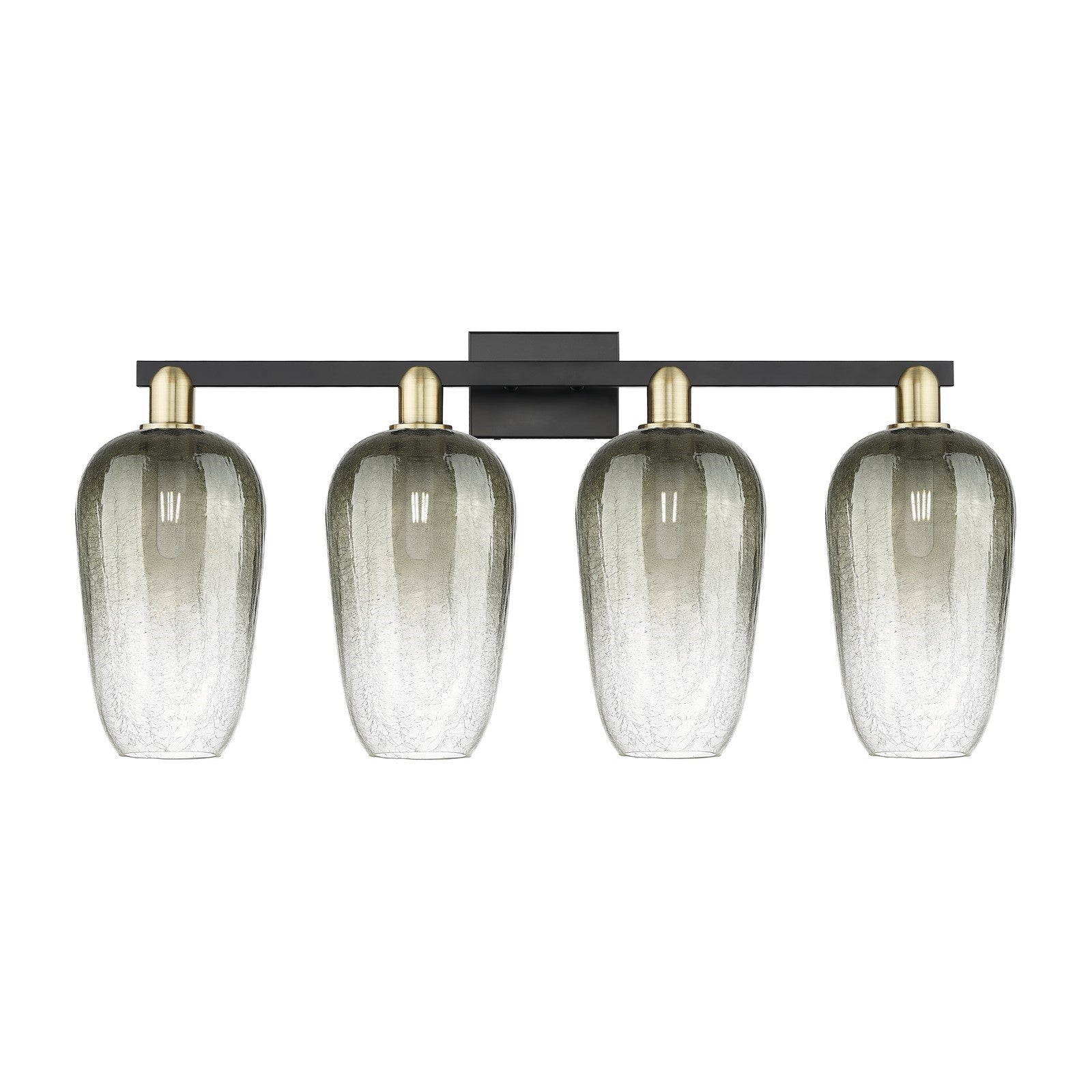 Innovations Brookhaven Flute 34in 4-Light Bath Vanity Light | Industrial Black Antique Brass Steel and Slate Glass | Bathroom | Model 716-4W-BAB-G484-7SL