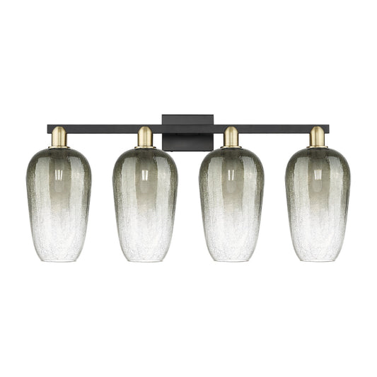 Innovations Brookhaven Flute 34in 4-Light Bath Vanity Light | Industrial Black Antique Brass Steel and Slate Glass | Bathroom | Model 716-4W-BAB-G484-7SL
