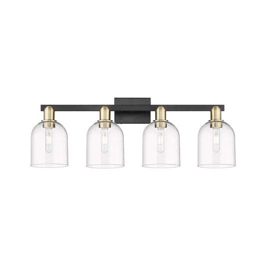 Innovations Bella 33in 4-Light Bath Vanity Light | Industrial Black Antique Brass and Clear Glass | Bathroom Vanity | Model 716-4W-BAB-G558-6CL