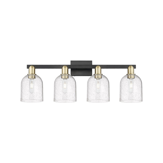 Innovations Bella 33in 4-Light Bath Vanity Light | Industrial Black Antique Brass and Seedy Glass | Bathroom Vanity | Model 716-4W-BAB-G558-6SDY