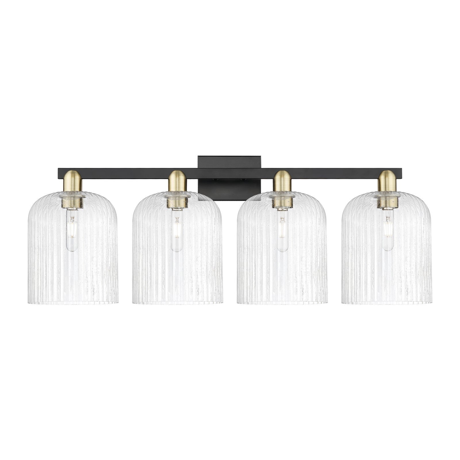 Innovations Bridal Veil 35in 4-Light Bath Vanity Light | Industrial Black Antique Brass and Seedy Glass | Bathroom Vanity | Model 716-4W-BAB-G559-8SDY