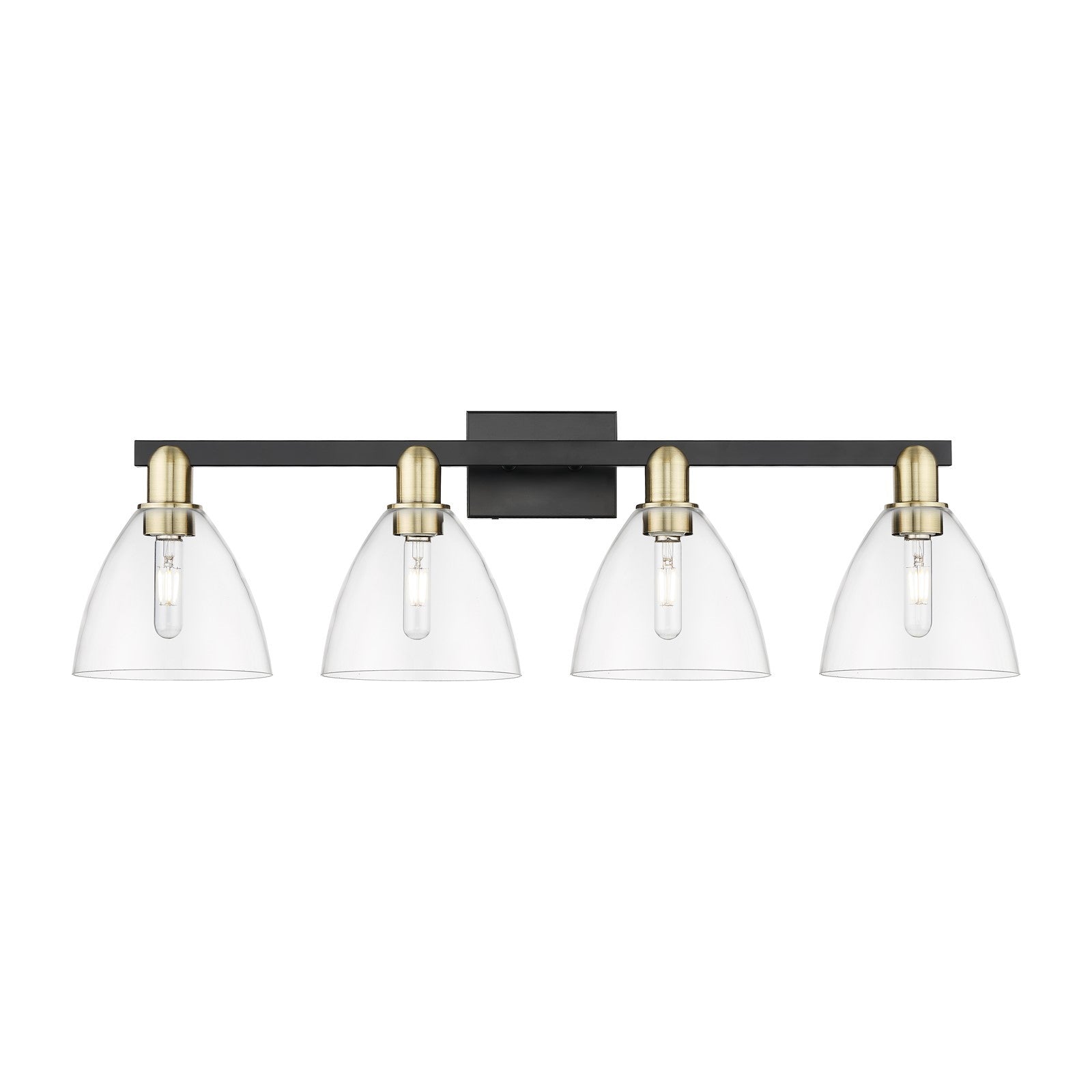 Innovations Bristol 34.5in 4-Light Bath Vanity Light | Industrial Black Antique Brass and Clear Glass | Bathroom Vanity | Model 716-4W-BAB-GBD-752