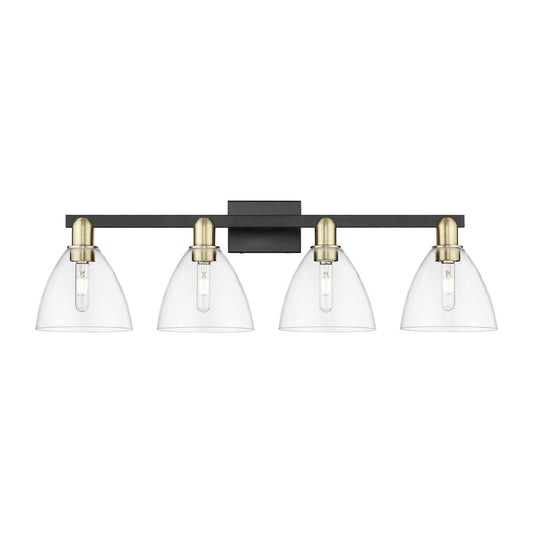 Innovations Bristol 34.5in 4-Light Bath Vanity Light | Industrial Black Antique Brass and Clear Glass | Bathroom Vanity | Model 716-4W-BAB-GBD-752