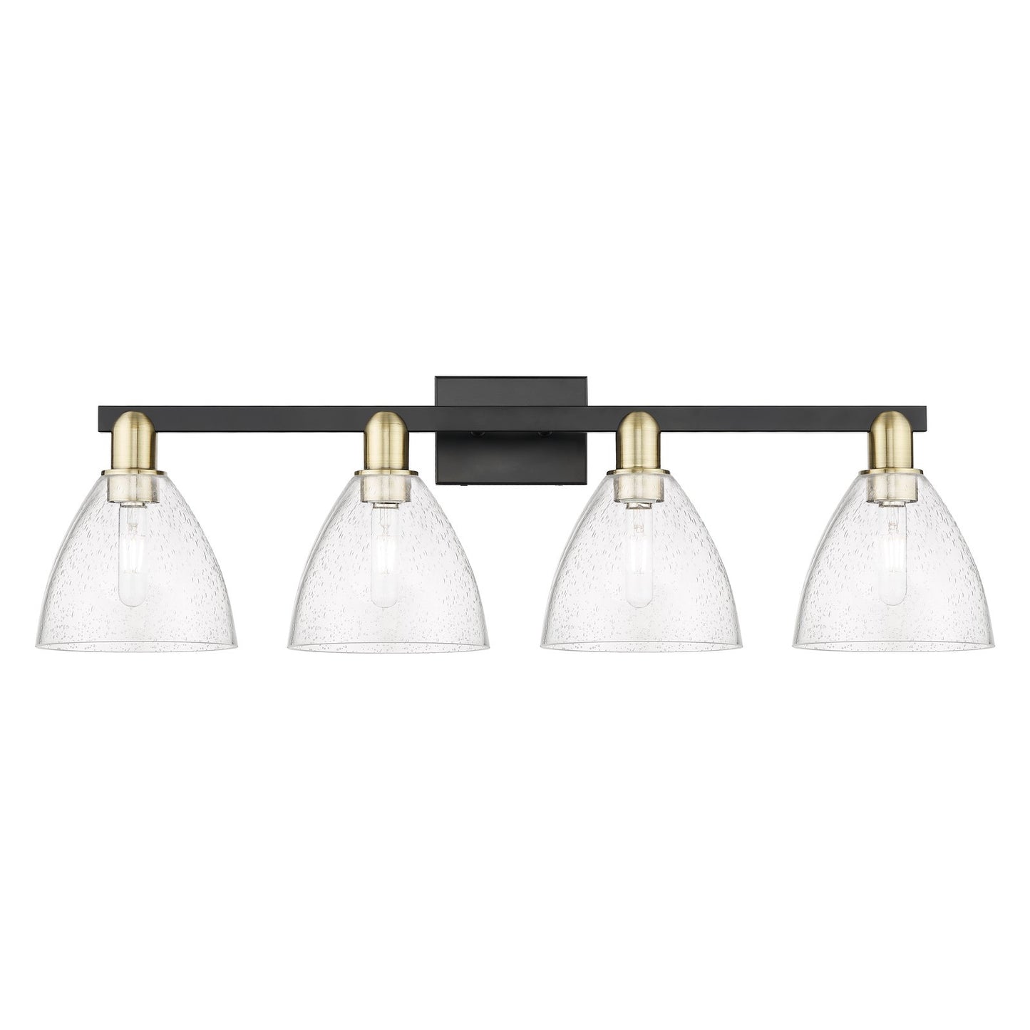 Innovations Bristol 35in 4-Light Bath Vanity Light | Industrial Black Antique Brass and Seedy Glass | Bathroom Vanity | Model 716-4W-BAB-GBD-754