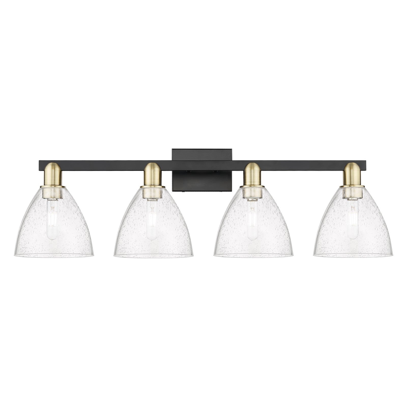 Innovations Bristol 35in 4-Light Bath Vanity Light | Industrial Black Antique Brass and Seedy Glass | Bathroom Vanity | Model 716-4W-BAB-GBD-754
