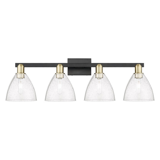 Innovations Bristol 35in 4-Light Bath Vanity Light | Industrial Black Antique Brass and Seedy Glass | Bathroom Vanity | Model 716-4W-BAB-GBD-754