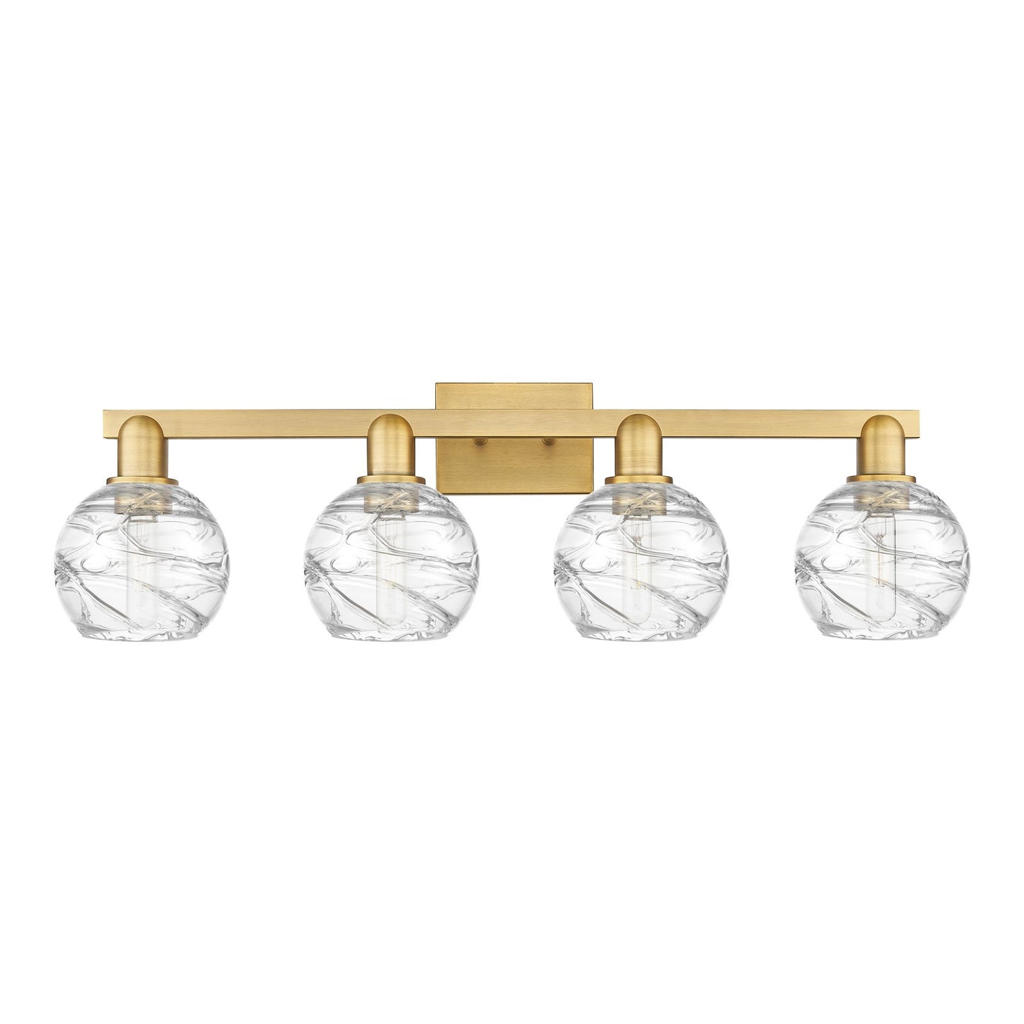 Innovations Athens Deco Swirl 36in 4-Light Bath Vanity Light | Industrial Brushed Brass and Clear Glass | Bathroom Vanity | Model 716-4W-BB-G1213-6CL