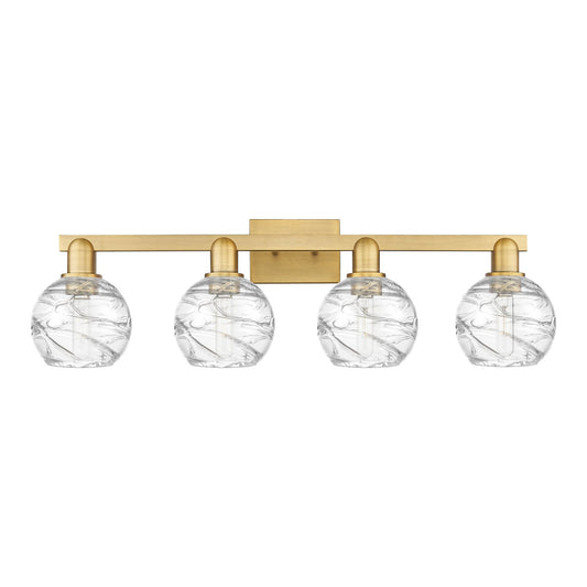 Innovations Athens Deco Swirl 36in 4-Light Bath Vanity Light | Industrial Brushed Brass and Clear Glass | Bathroom Vanity | Model 716-4W-BB-G1213-6CL
